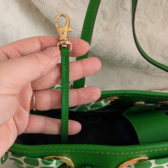 Michael Kors Kelly Green Satchel Tote Bag With Polka Dot Scarf HTF RARE COLOR - Picture 10 of 13